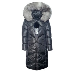 Дълго яке с пух от Сребърна лисица City Angels Jeans, Черно, 6863 Дълго яке с пух от Сребърна лисица City Angels Jeans, Черно, 6863